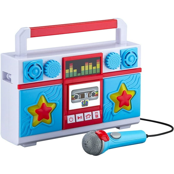 KIDdesigns Mother Goose Club Sing Along Boombox with Real Working Microphone, White