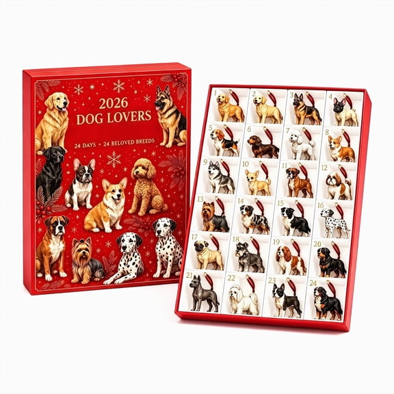 KIDoh 2026 Christmas Dog Lover Advent Calendar, Acrylic 24 Day Countdown Box with Hanging Pendants, Xmas Tree Holiday Decor Gift for Kids Family