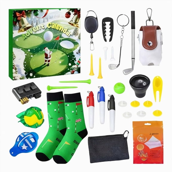 KIDoh 2026 Golf Tee Marker Advent Calendar | 24 Days of Tees, Ball Markers and Divot Tools | Christmas Countdown Gift for Golfers Dads