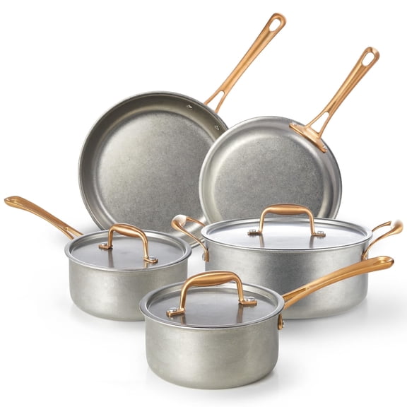 KITEXPERT Stainless Steel Pots and Pans Set, 8-Piece Cookware Set with Frying Pans & Saucepans, Induction Compatible, Dishwasher & Oven Safe