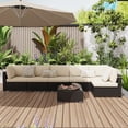 thumbnail image 1 of KIGOTY 7 Piece Outdoor Patio Furniture, Wicker Rattan Outdoor Conversation Set Sectional Sofas for Backyard, Garden, Black-White, 1 of 7
