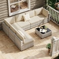 thumbnail image 1 of KIGOTY 7 Piece Outdoor Patio Furniture, Wicker Rattan Outdoor Conversation Set Sectional Sofas for Backyard, Garden, Grayish-White Beige, 1 of 8