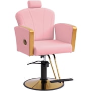 KIGOTY Barber Chair Reclining Salon Chair for Salonsfor Barbershop Hair Salon Spa Equipment,All Purpose Styling Chair with Heavy Duty Hydraulic Pump,Pink Gold