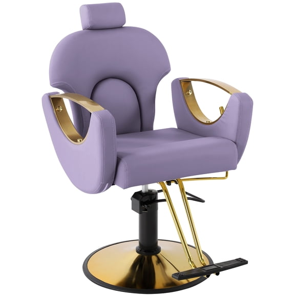 KIGOTY Barber Chair Reclining Salon Chair for Salons and Barbershops Modern Styling Chair Adjustable Barber Chair for Professional Haircuts, Purple