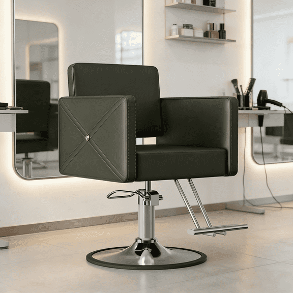 KIGOTY Barber Chair, Salon Chair for Hair Stylist , Height Adjustable Hair Salon Chairs Multi-Function Shampoo Tattoo Chairs, Dark Green