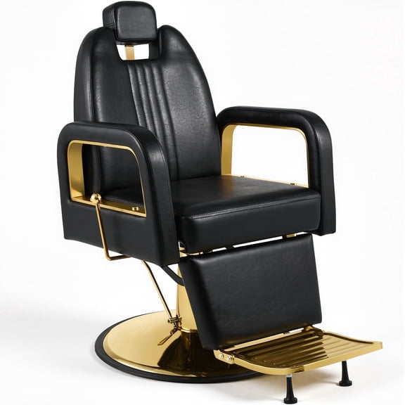 KIGOTY Heavy Duty Hydraulic Reclining Barber Chair, 360° Swivel Salon Chair for Hair Stylist , Height Adjustable Hair Salon Chairs Multi-Function Shampoo Tattoo Chairs, Black