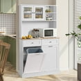 thumbnail image 1 of KIGOTY Kitchen Trash Cabinet, Double Tilt Out Trash Can Cabinet with Countertop and Drawer, Free-Standing Pet Proof Recycling Cabinet Garbage Can Holder (67"H,White), 1 of 7