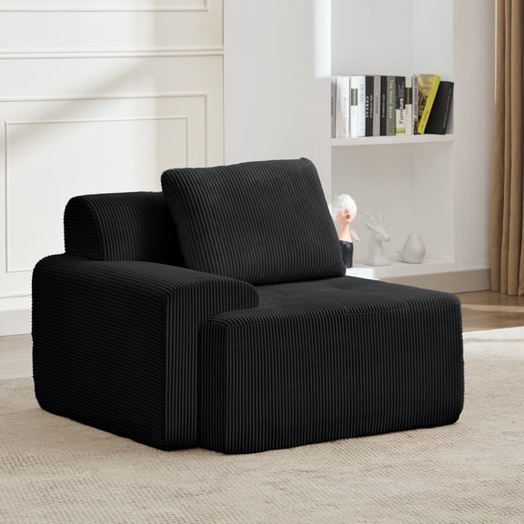 KIGOTY Modular Sectional SofaModular Cloud Couch Sofa for Living Room,1 PCS-Left  Chair, Black