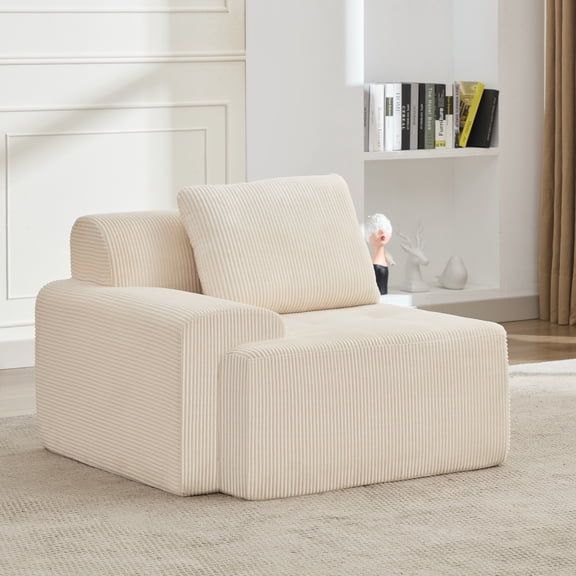 KIGOTY Modular Sectional SofaModular Cloud Couch Sofa for Living Room,1 PCS-Left Chair, White