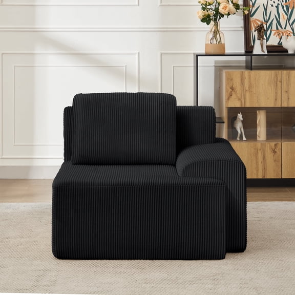 KIGOTY Modular Sectional Sofa,Modular Cloud Couch Sofa for Living Room,1 PCS-Right Chair, Black