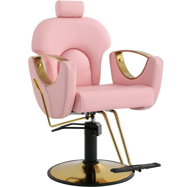 KIGOTY Adjustable Reclining Salon Chair, Pink Barber Chair for ...