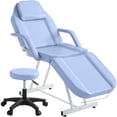 thumbnail image 1 of KIGOTY 3 Fold Adjustable Leather Massage Table w/ Hydraulic Stool, Light Blue, 1 of 8