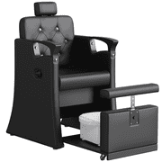 KIGOTY Reclining Pedicure Chair No Plumbing, Pedicure Station with Foot Bath & Hidden Platform, Adjustable Nail Salon Chair for Manicure Pedicure Black-Black