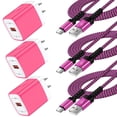 thumbnail image 1 of USB Fast Charger Block, 3PACK QC 18W Charging Block with 10FT USB C Cable Type C Cable Cord USB A to Usb C Cable, USB Wall Charger Plug Type C Charger Quick Android Charger USB Plug Adapter[Pink], 1 of 7