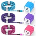 thumbnail image 1 of USB Charger Block, 3 Pack USB Wall Charger with 6FT Type C Charging Cable Cord USB-C Cable, Dual Port Phone Charger Android Charger Fast Charger Block USB Plug Adapter USB Charging Block USB Brick, 1 of 8