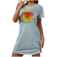 thumbnail image 1 of KIHOUT 2024 Fashion Black Round Neck Top Nightdress For Women Clearance Sunflower Pringted Short Sleeve Loose Slim Long T-shirt Home Casual Ladies Regular Pajamas Nightgown S-2XL, 1 of 7