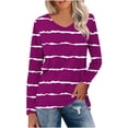 thumbnail image 1 of KIHOUT 2024 Summer Plus Size Womens Casual Tops Shirts Round Neck Stripe Printed Blouses for Women Fashion Long Sleeve Graphic Tunic Tees, 1 of 4