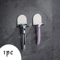 KIHOUT Adhesive Razor Holder, Silver Self Adhesive Razor Hooks Shower Wall Razor Hanger Waterproof Stainless Steel Heavy Duty Bathroom Blade Shaver Holder for Men and Women