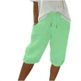 thumbnail image 1 of KIHOUT Bermuda Shorts for Women Knee Length Women's Solid Color Cotton Linen Summmer Drawstring Shorts, Size S-3XL, 1 of 7