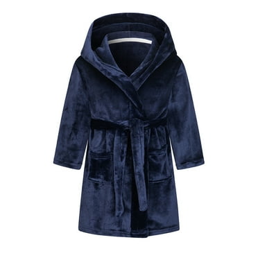 KIHOUT Boys Girls Robe Kids Flannel Hooded Bathrobe Toddler Plush Robes With Belt For Girls