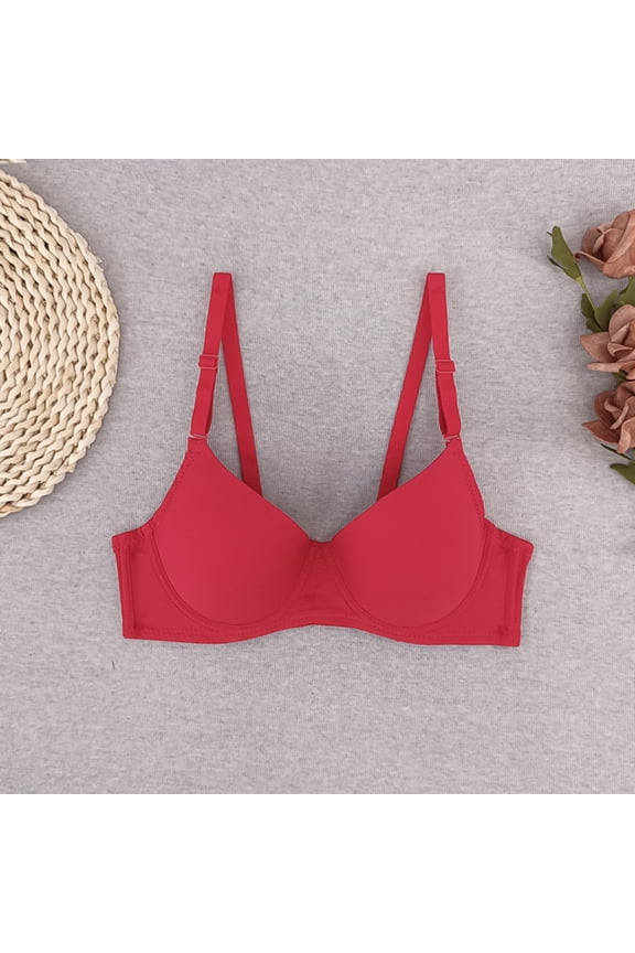 Bra For Women Women Solid Underwear Comfort Small Breasts Push Up Detachable Double Shoulder Straps Underwire Bra