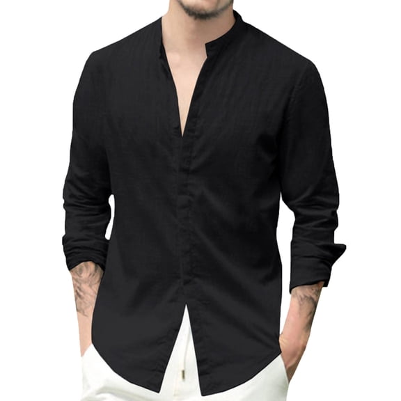 KIHOUT Cardigans For Women Men's Fashion Casual Solid Color Slim Cotton Linen Long Sleeve Shirt Cardigan Blouse