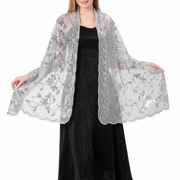 KIHOUT Cardigans For Women Plus Sizes Women's Sequin Shawl Wedding Dress Evening Gown Cheongsam Shawl Bride Bridesmaid Shawl Scarf