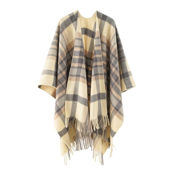 KIHOUT Cardigans For Women Plus Sizes ClearanceWomen's Solid Color Shawl Warm Collar Tassel Solid Color Knitted Cape Shawl And Wraps