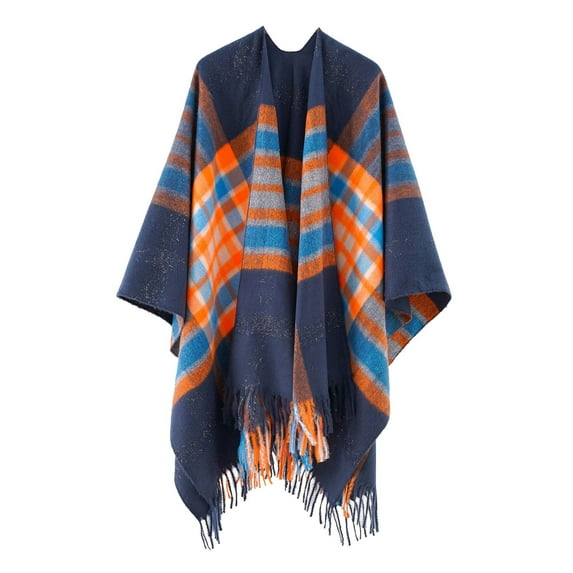 KIHOUT Cardigans For Women Plus Sizes ClearanceWomen's Solid Color Shawl Warm Collar Tassel Solid Color Knitted Cape Shawl And Wraps