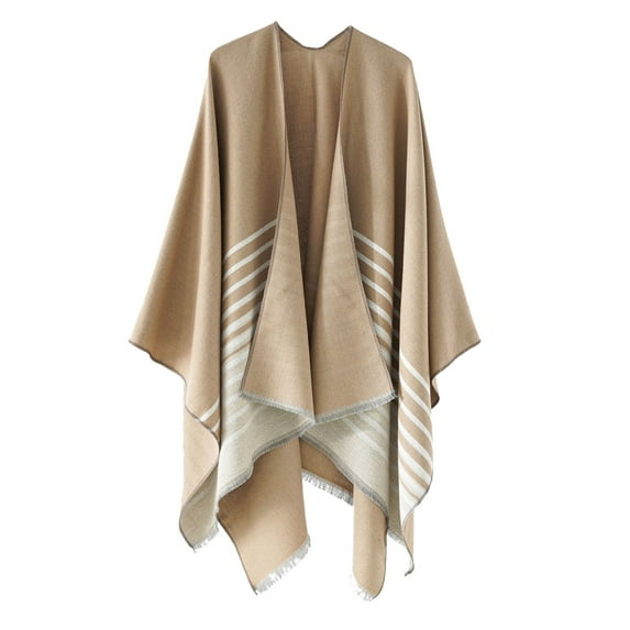 KIHOUT Cardigans for Women Plus Sizes Women's Solid Color Shawl Warm Collar Tassel Solid Color Knitted Cape Shawl and Wraps