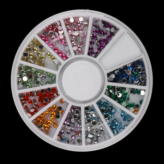 KIHOUT 1 Box Colour Steel Bead Round Nail Studs Nail Rhinestone Nail Art Decoration