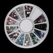 KIHOUT 1 Box Colour Steel Bead Round Nail Studs Nail Rhinestone Nail Art Decoration