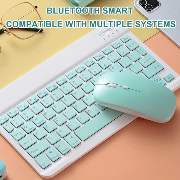 KIHOUT Clearance 10 Inch Wireless Keyboard Set Candy Color Keyboard And Mouse For Laptop Pc