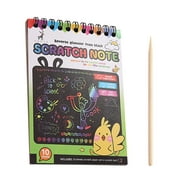 KIHOUT Clearance 1Pcs Wooden Scratch Paper Art Set for Kids, Rainbow Magic Scratch Off Paper Sheets Art Craft Kit Black Scratch Note Paper Drawing Pads with Stencils for Party Game Activities DIY