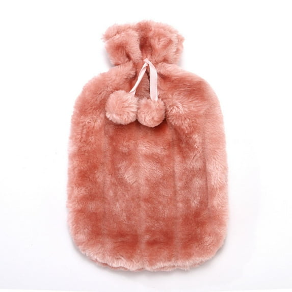 KIHOUT 2L Hot Water Bottle Faux Plush Fleece Cloth Cover Thermotherapy Fresh-keeping Cover Hot Warming Cold Protection Removable