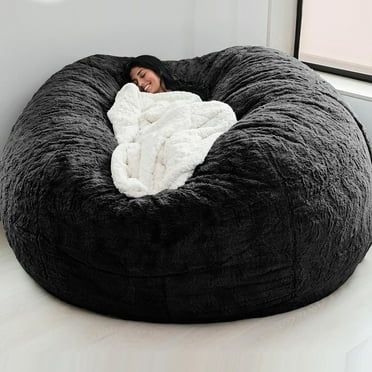 KIHOUT Bean Bag Chair Cover, Big Round Soft Fluffy PV Velvet Sofa Bed Cover, Living Room Furniture,Lazy Sofa Bed Cover, 135cmx65cm (Cover only,No Filler)