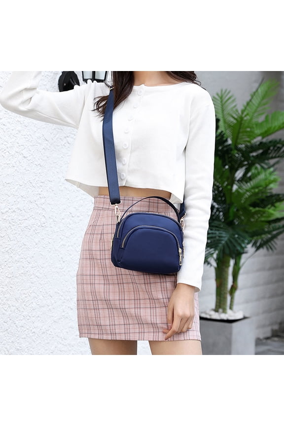 Cross Body Bag Women Nylon, Ladies Purse Mini 3 Layer Zipper Shoulder Wallet Bag