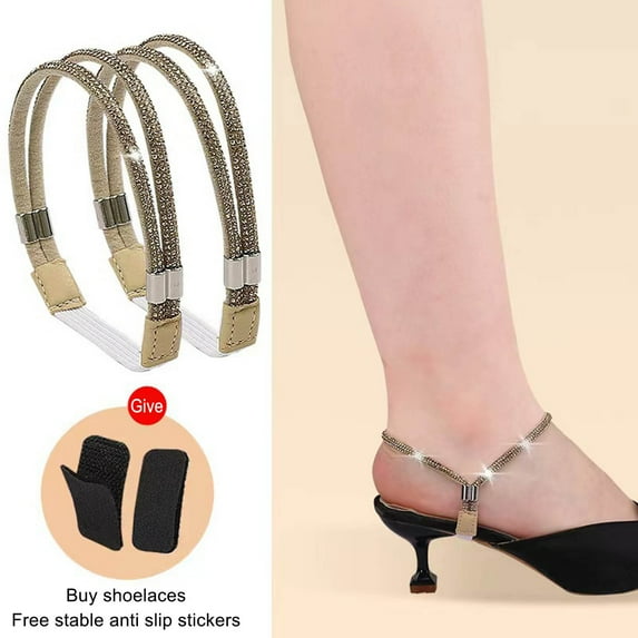 KIHOUT Elastic High Heels Shoe Straps, High Heel Anti-Loose Straps, Anti Loose Strap for High Heels, Rhinestone Elastic Shoe Ankle Strap, Detachable Shoe Straps Shoelaces Replacement