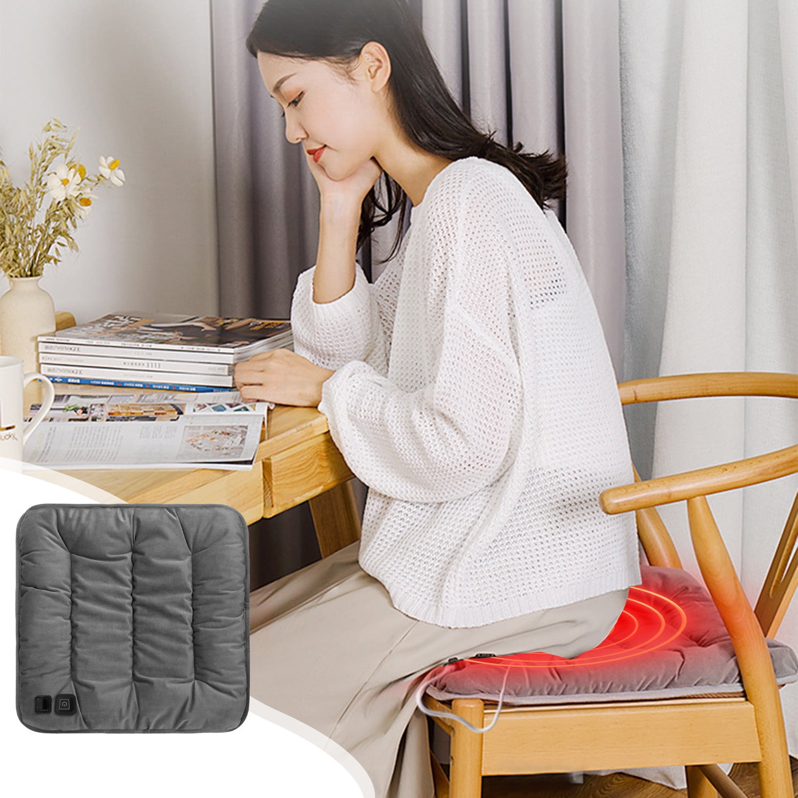 KIHOUT Clearance Heated Seat Cushion for Office Chair with USB Portable Heating Stadium Seats for Bleachers Heater Pad 3 Levels Graphene Heater Cushion Pillow Seat Warmer for Park Sitting Home Camping...