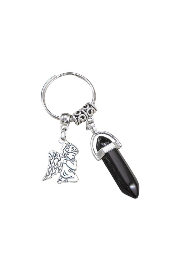 Hexagonal Chakra Pendant Bullet Crystal Pendant Gemstone Pointed Quartz Stone Keychain Pendants