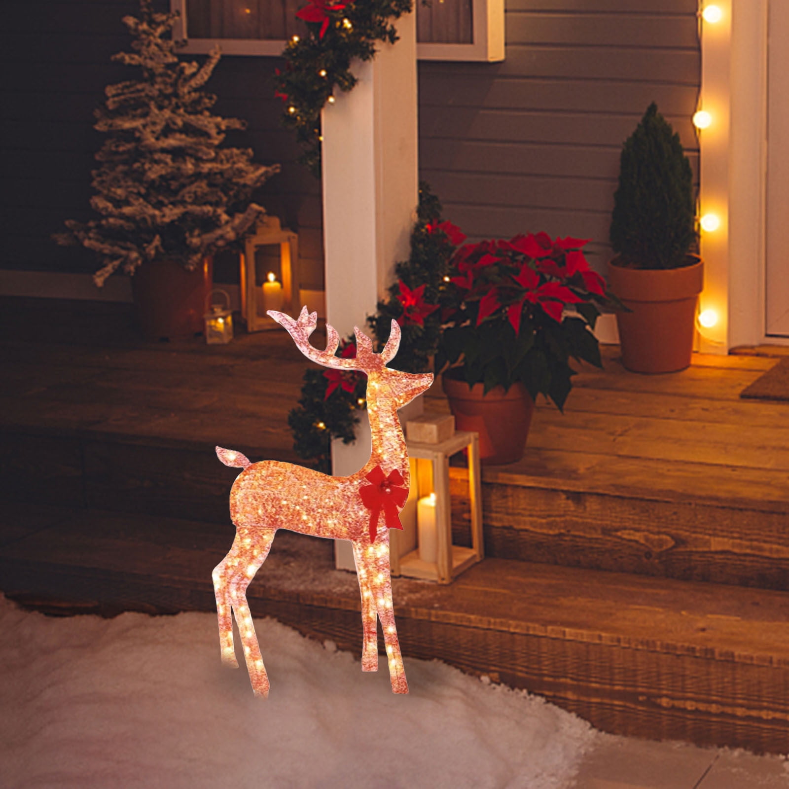 KIHOUT Clearance Large Lighted Reindeer Christmas Decorations, 3D Yard