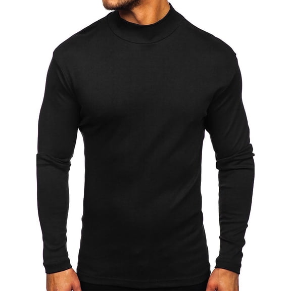 KIHOUT Men's Long Sleeve Shirt High-neck Bottoming Tops Solid Color Thickened T-shirt