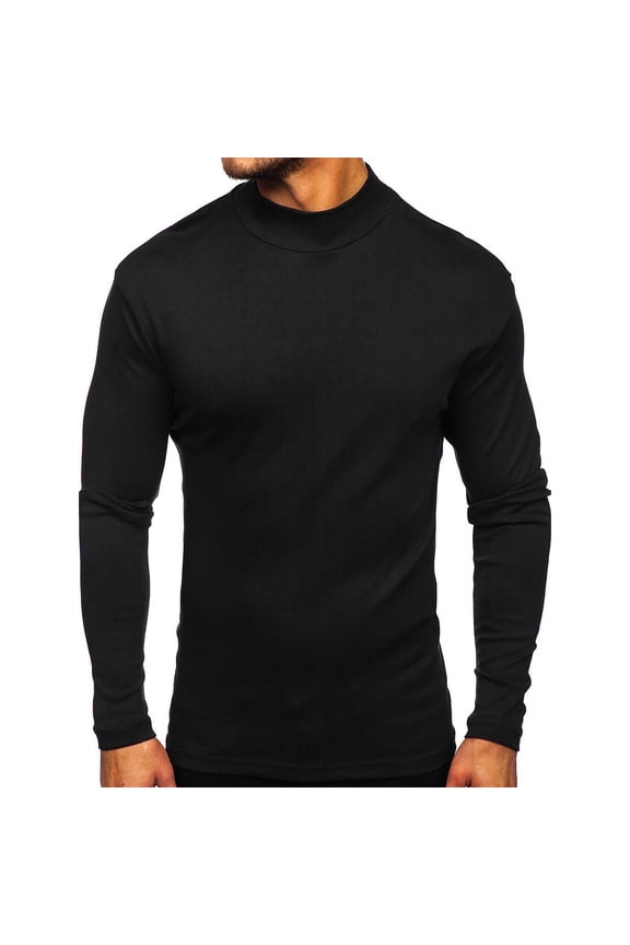 Men's Long Sleeve Shirt High-neck Bottoming Tops Solid Color Thickened T-shirt