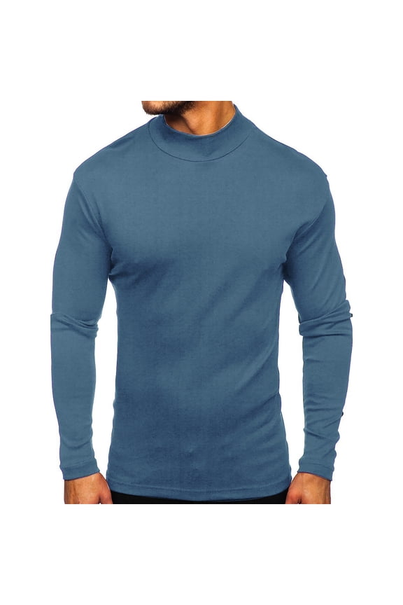 Men's Long Sleeve Shirt High-neck Bottoming Tops Solid Color Thickened T-shirt