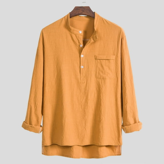 KIHOUT Men's Solid Color Shirt Long Sleeve Casual Workout With Pocket T-shirt