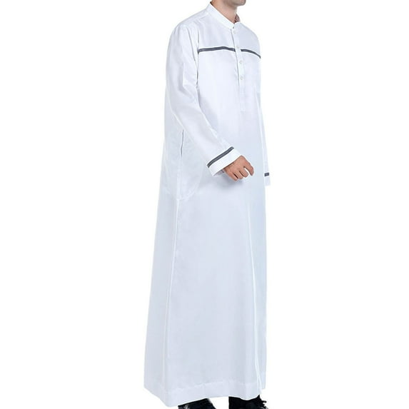 KIHOUT Clearance Men's and Big Men's Long Sleeve Shirt Standing Neck Pocket Long Shirt Muslim Robe Arab Middle Robe Long Style Embroidered