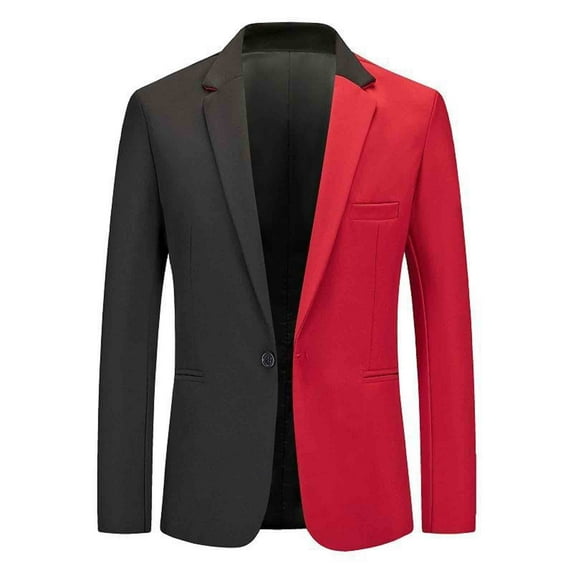 Awdenio Clearance Mens Blazer Jackets Men's Color Matching Suit One Button Suit Formal Dress Performance Suit Long Sleeved Lapel Suit Blazer