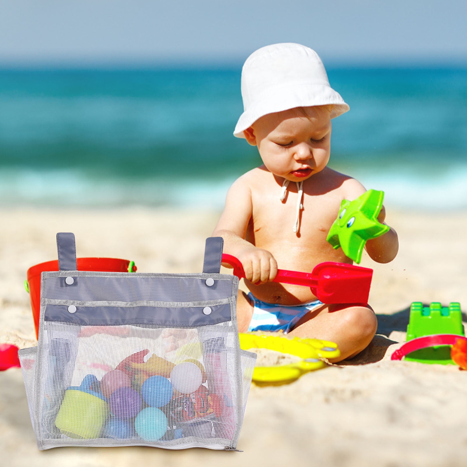 KIHOUT Deals Mesh Beach Bag Beach Toy Tote Bag Foldable Lightweight For