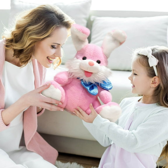 KIHOUT Music Easter Bunny Rabbit Stuffed Waving Singing Interactive Electric Plush Toy Soft with Floppy Ears for Girls Boys Kids Birthday Gifts