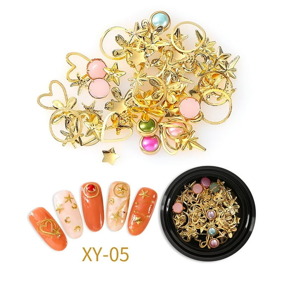 KIHOUT Sales Nail Art Star And Hollow Alloy Nail Decoration Tips Decoration Manicure Wheel